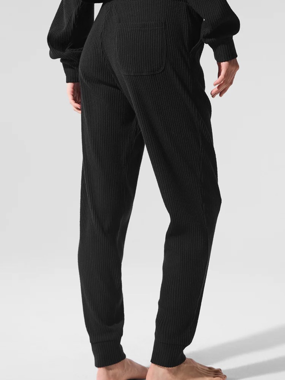 ALO Yoga Black Ribbed Track Joggers